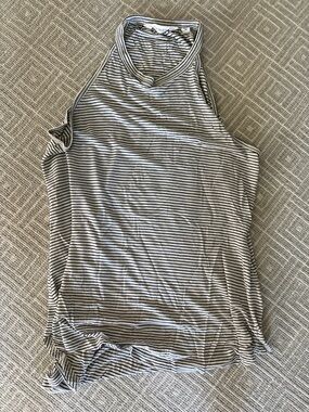 Athleta Black & White Striped High-Neck Tank